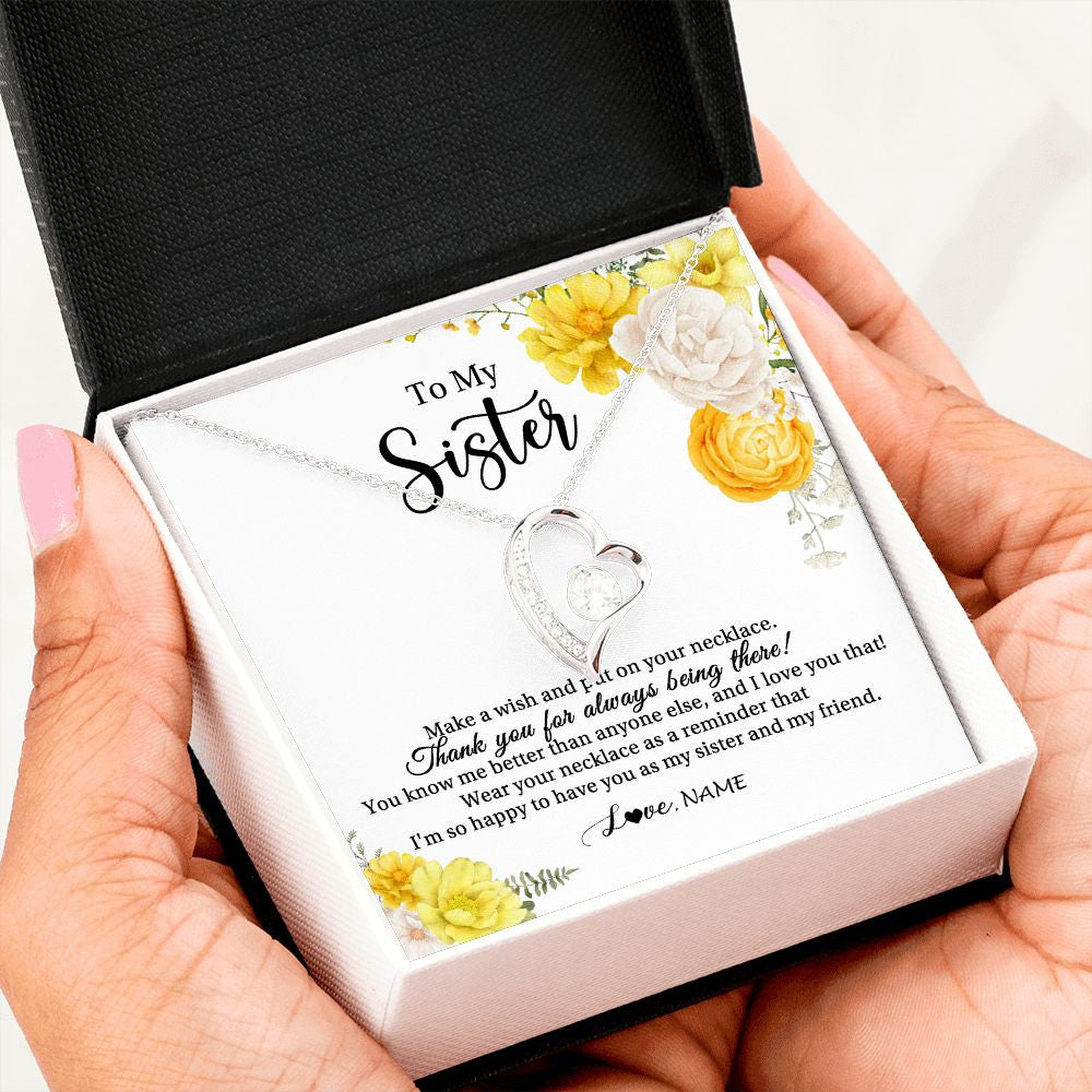 Forever Love Necklace | Personalized To My Sister Necklace From Sister My Friend Unbiological Sister Soul Sister Birthday Christmas Graduation Jewelry Customized Gift Box Message Card | siriusteestore