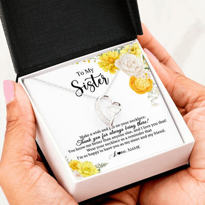 Forever Love Necklace | Personalized To My Sister Necklace From Sister My Friend Unbiological Sister Soul Sister Birthday Christmas Graduation Jewelry Customized Gift Box Message Card | siriusteestore