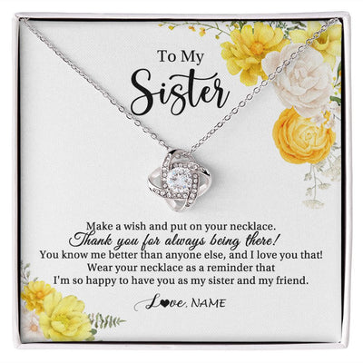 Love Knot Necklace | Personalized To My Sister Necklace From Sister My Friend Unbiological Sister Soul Sister Birthday Christmas Graduation Jewelry Customized Gift Box Message Card | siriusteestore