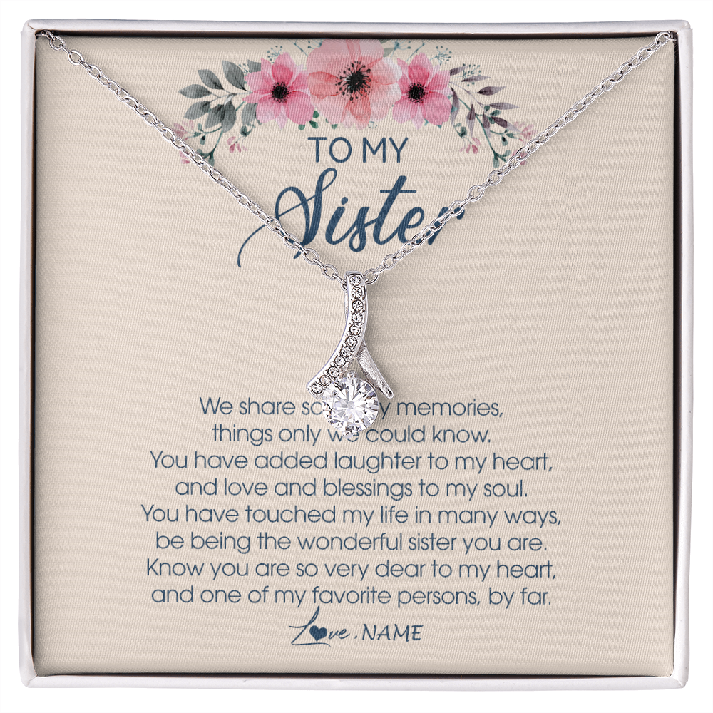 Alluring Beauty Necklace | Personalized To My Sister Necklace On Her Wedding Day We Share So Many Memories Sister Jewelry Birthday Graduation Christmas Customized Gift Box Message Card | siriusteestore