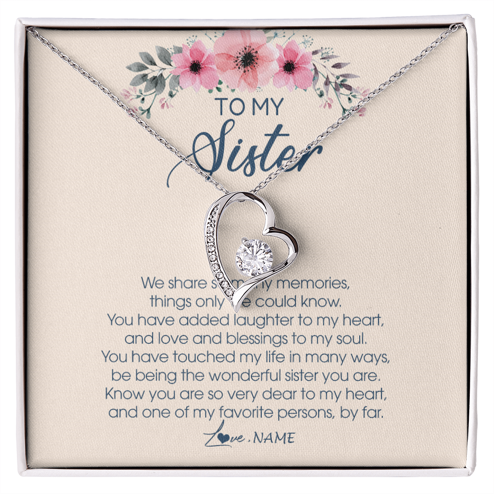 Forever Love Necklace | Personalized To My Sister Necklace On Her Wedding Day We Share So Many Memories Sister Jewelry Birthday Graduation Christmas Customized Gift Box Message Card | siriusteestore