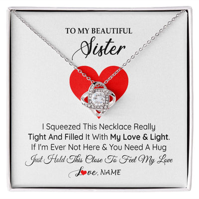 Love Knot Necklace | Personalized To My Sister Necklace from Brother Sister I Squeezed This Necklace Sister Birthday Graduation Christmas Customized Gift Box Message Card | siriusteestore