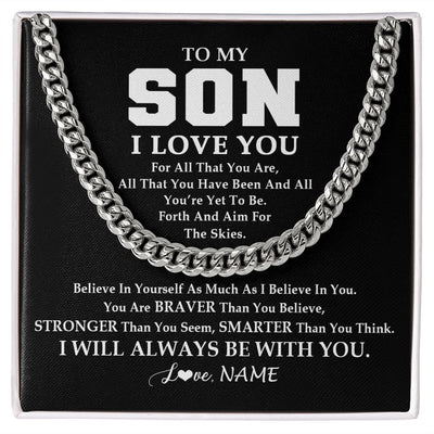 Cuban Link Chain Necklace | Personalized To My Son Necklace Cuban From Mom Dad Mother Father Believe In Yourself Son Birthday Graduation Christmas Customized Gift Box Message Card | siriusteestore