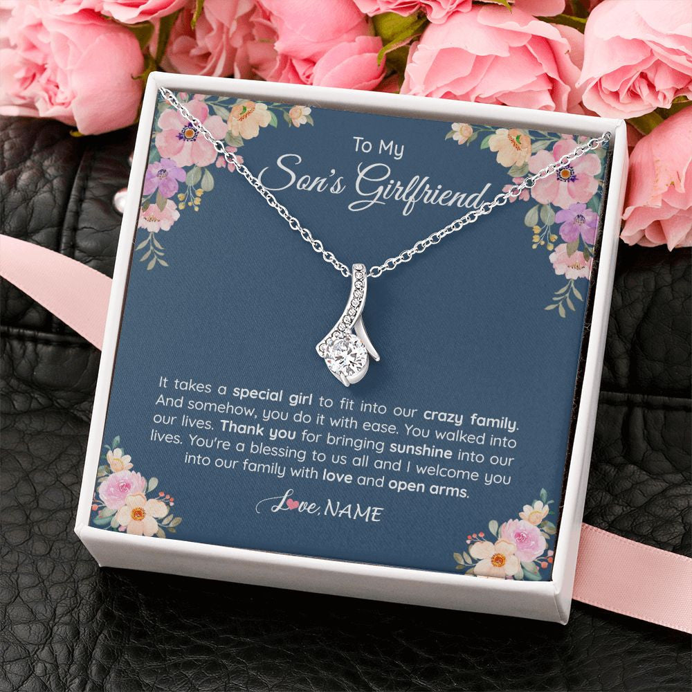 Alluring Beauty Necklace | Personalized To My Son's Girlfriend Necklace From Mom It Takes A Special Girlfriend Birthday Wedding Valentines Day Christmas Customized Gift Box Message Card | siriusteestore