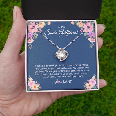 Love Knot Necklace | Personalized To My Son's Girlfriend Necklace From Mom It Takes A Special Girlfriend Birthday Wedding Valentines Day Christmas Customized Gift Box Message Card | siriusteestore