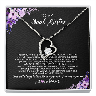 Forever Love Necklace | Personalized To My Soul Sister Necklace from Sister The Friend Of My Heart Sister Jewelry Birthday Graduation Christmas Customized Gift Box Message Card | siriusteestore