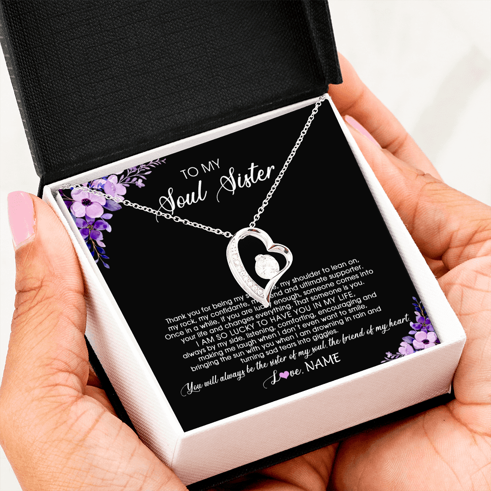 Forever Love Necklace | Personalized To My Soul Sister Necklace from Sister The Friend Of My Heart Sister Jewelry Birthday Graduation Christmas Customized Gift Box Message Card | siriusteestore