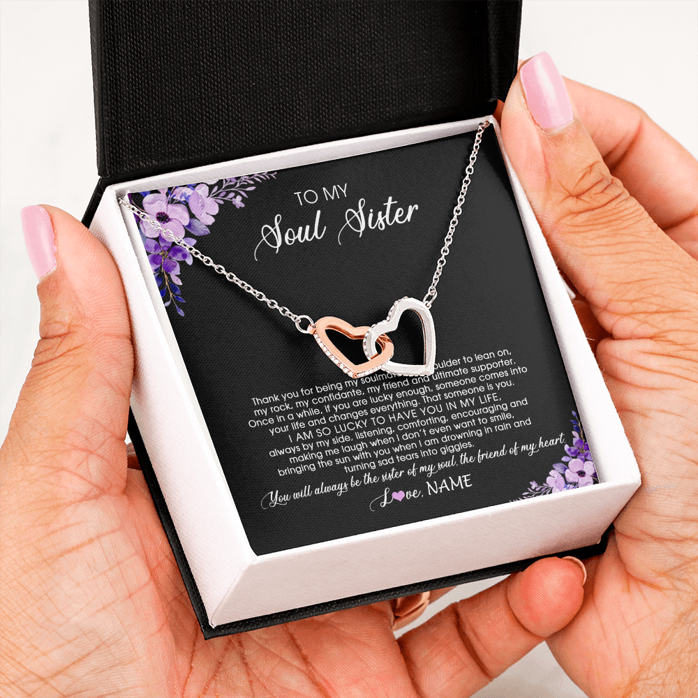 Interlocking Hearts Necklace | Personalized To My Soul Sister Necklace from Sister The Friend Of My Heart Sister Jewelry Birthday Graduation Christmas Customized Gift Box Message Card | siriusteestore