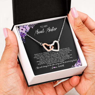 Interlocking Hearts Necklace | Personalized To My Soul Sister Necklace from Sister The Friend Of My Heart Sister Jewelry Birthday Graduation Christmas Customized Gift Box Message Card | siriusteestore