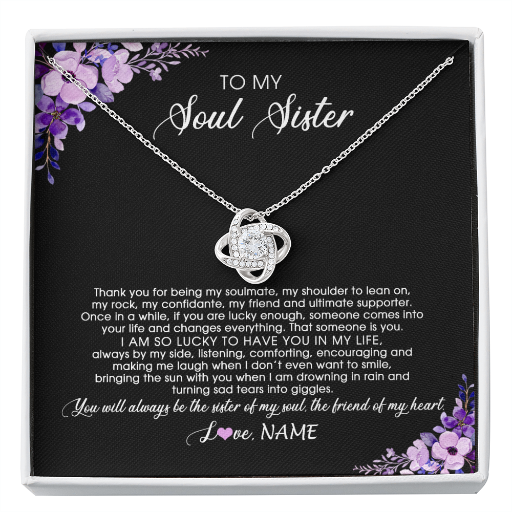 Love Knot Necklace | Personalized To My Soul Sister Necklace from Sister The Friend Of My Heart Sister Jewelry Birthday Graduation Christmas Customized Gift Box Message Card | siriusteestore