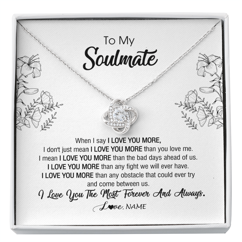 Love Knot Necklace | Personalized To My Soulmate Necklace For Women Future Wife Girlfriend Love You Birthday Anniversary Wedding Valentines Day Christmas Customized Message Card | siriusteestore