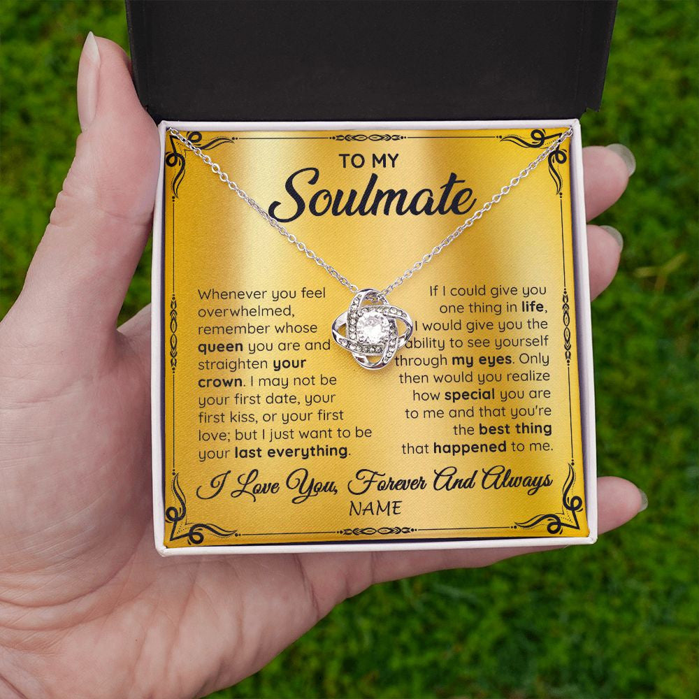 Love Knot Necklace | Personalized To My Soulmate Necklace For Women Hot Wife Romantic From Husband Birthday Anniversary Wedding Valentines Day Customized Gift Box Message Card | siriusteestore