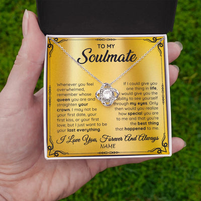 Love Knot Necklace | Personalized To My Soulmate Necklace For Women Hot Wife Romantic From Husband Birthday Anniversary Wedding Valentines Day Customized Gift Box Message Card | siriusteestore