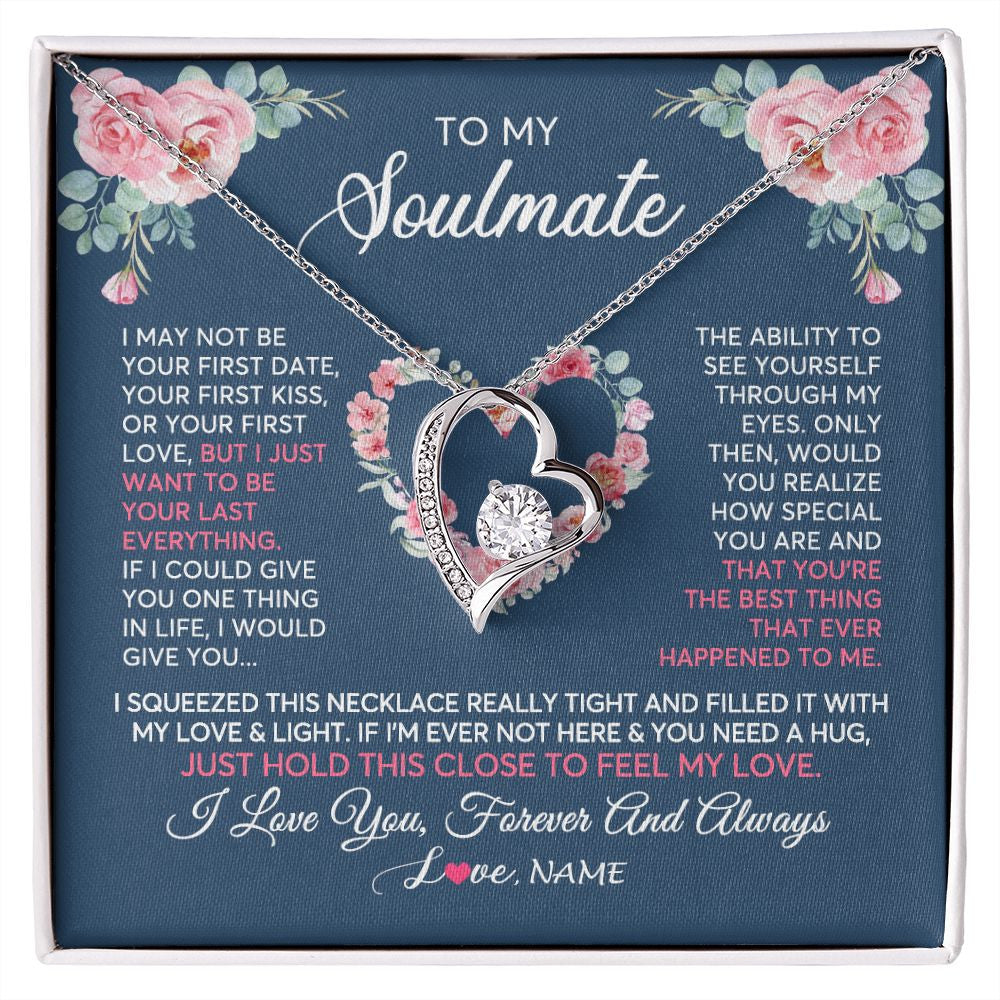 Forever Love Necklace | Personalized To My Soulmate Necklace I Love You Romantic For Girlfriend Future Wife Anniversary Wedding Birthday Christmas Customized Gift Box Message Card | siriusteestore