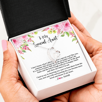 Forever Love Necklace | Personalized To My Special Aunt Necklace From Niece Nephew Deserve A Special Aunt Pendant Birthday Monthers Day Christmas Customized Gift Box Message Card | siriusteestore
