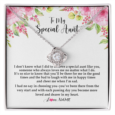 Love Knot Necklace | Personalized To My Special Aunt Necklace From Niece Nephew Deserve A Special Aunt Pendant Birthday Monthers Day Christmas Customized Gift Box Message Card | siriusteestore