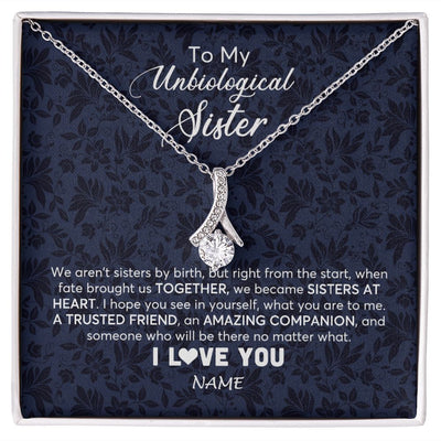 Alluring Beauty Necklace | Personalized To My Unbiological Sister Necklace For Soul Sister Best Friend Bff Birthday Graduation Christmas Pendant Jewelry Customized Gift Box Message Card | siriusteestore