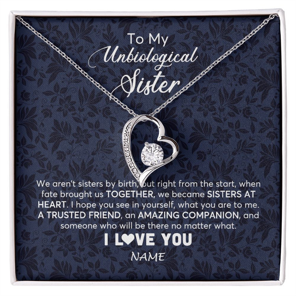 Forever Love Necklace | Personalized To My Unbiological Sister Necklace For Soul Sister Best Friend Bff Birthday Graduation Christmas Pendant Jewelry Customized Gift Box Message Card | siriusteestore