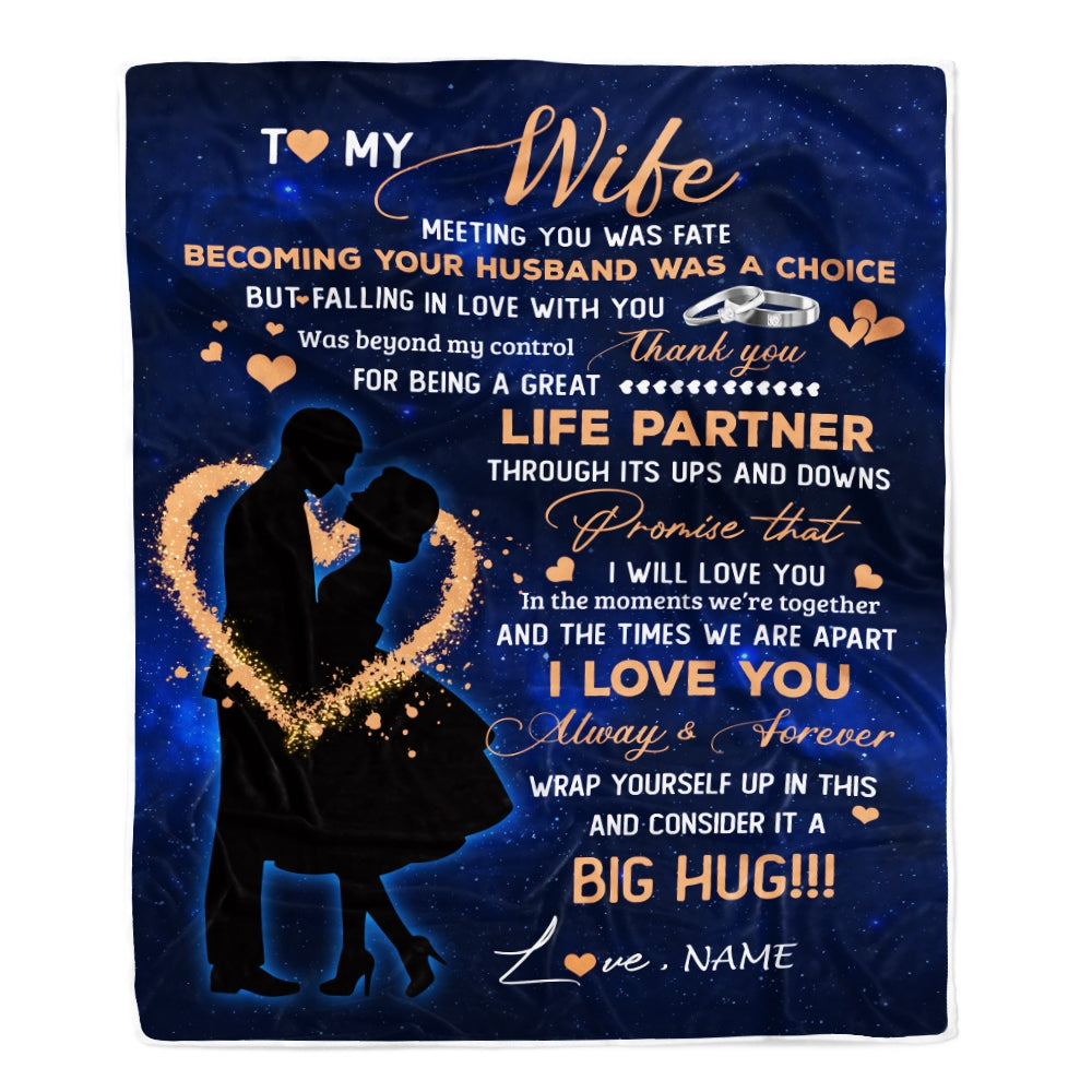 Personalized To My Wife Blanket From Husband Thank you It A Big Hug Wife Anniversary Wedding Day Valentines Day Wedding Christmas Fleece Throw Blanket | siriusteestore