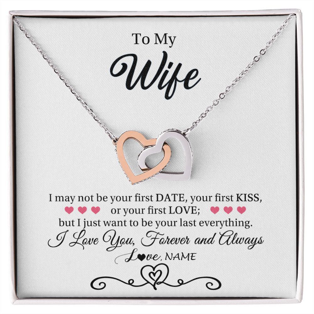 Interlocking Hearts Necklace | Personalized To My Wife Necklace For Women I Love You Wife From Husband Birthday Anniversary Wedding Valentines Day Pendant Customized Gift Box Message Card | siriusteestore