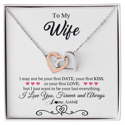 Interlocking Hearts Necklace | Personalized To My Wife Necklace For Women I Love You Wife From Husband Birthday Anniversary Wedding Valentines Day Pendant Customized Gift Box Message Card | siriusteestore