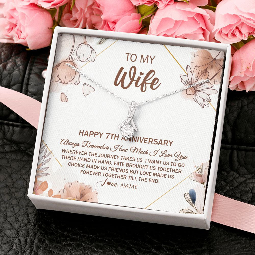 Alluring Beauty Necklace | Personalized To My Wife Necklace From Husband 7 Years Anniversary For Her 7th Anniversary 7 Years Wedding Anniversary For Her Customized Gift Box Message Card | siriusteestore