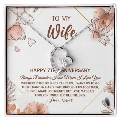 Forever Love Necklace | Personalized To My Wife Necklace From Husband 7 Years Anniversary For Her 7th Anniversary 7 Years Wedding Anniversary For Her Customized Gift Box Message Card | siriusteestore