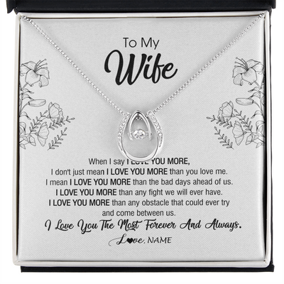 Lucky In Love Necklace | Personalized To My Wife Necklace From Husband I Love You More Wife Birthday Anniversary Wedding Valentines Day Christmas Customized Message Card | siriusteestore