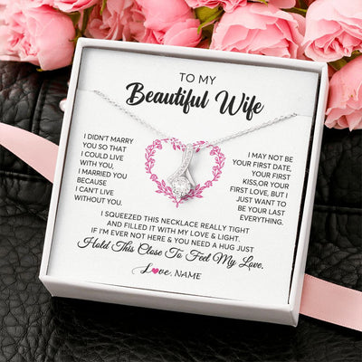 Alluring Beauty Necklace | Personalized To My Wife Necklace From Husband Love Heart Soulmate Wife Birthday Anniversary Wedding Valentines Day For Her Customized Gift Box Message Card | siriusteestore