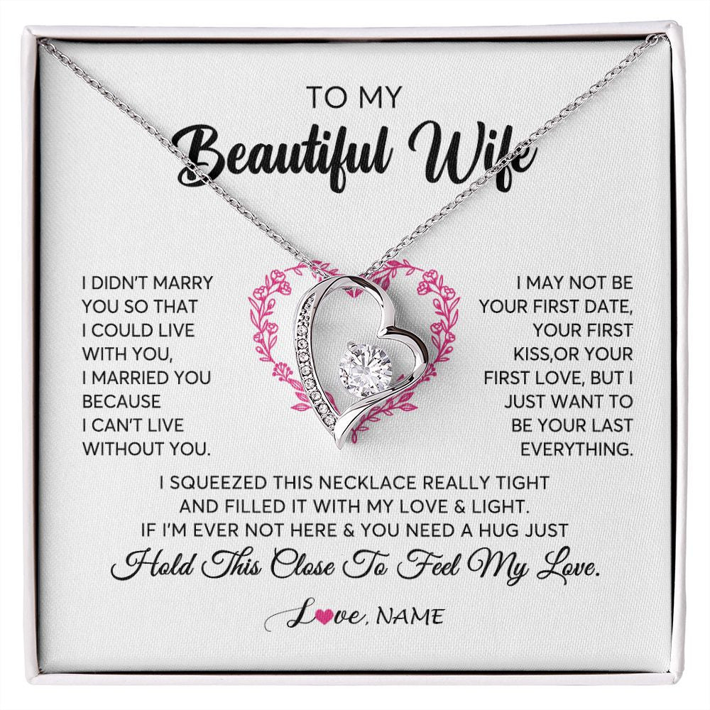 Forever Love Necklace | Personalized To My Wife Necklace From Husband Love Heart Soulmate Wife Birthday Anniversary Wedding Valentines Day For Her Customized Gift Box Message Card | siriusteestore