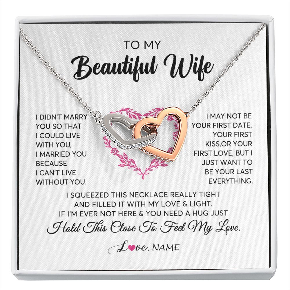 Interlocking Hearts Necklace | Personalized To My Wife Necklace From Husband Love Heart Soulmate Wife Birthday Anniversary Wedding Valentines Day For Her Customized Gift Box Message Card | siriusteestore
