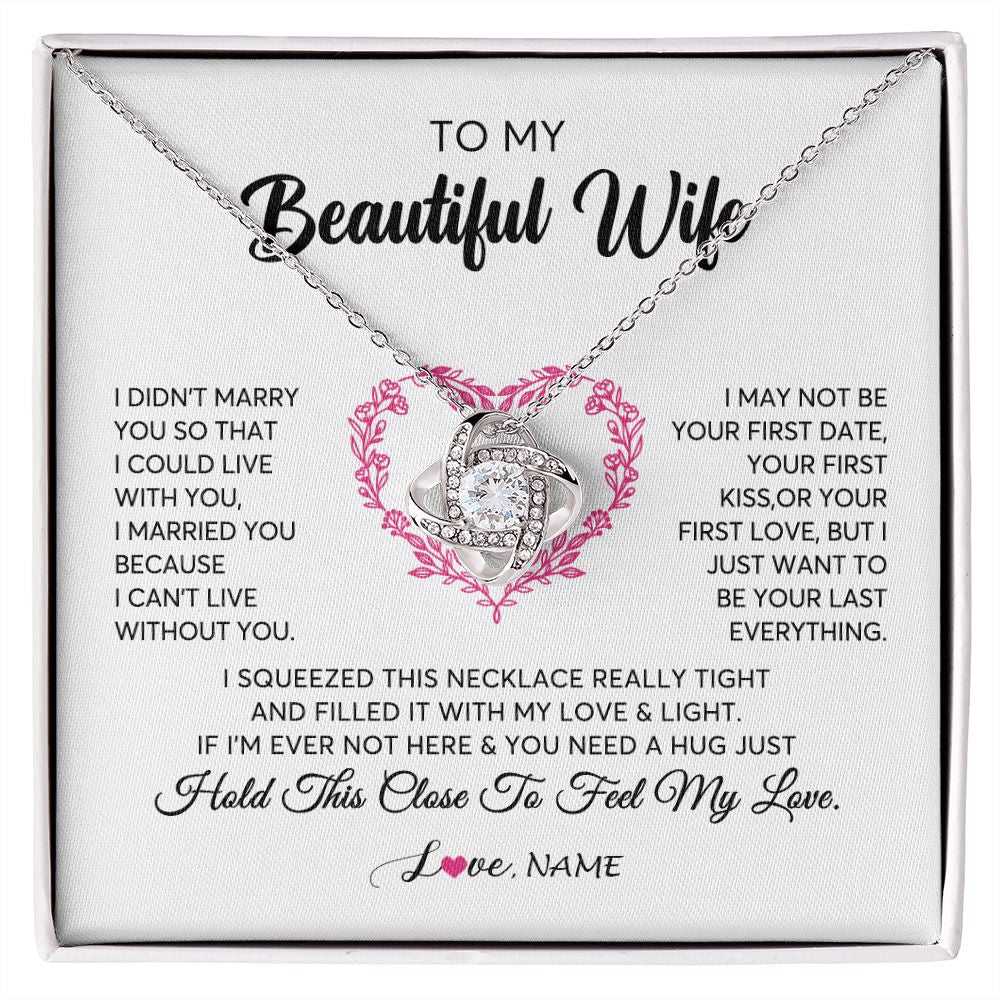 Love Knot Necklace | Personalized To My Wife Necklace From Husband Love Heart Soulmate Wife Birthday Anniversary Wedding Valentines Day For Her Customized Gift Box Message Card | siriusteestore