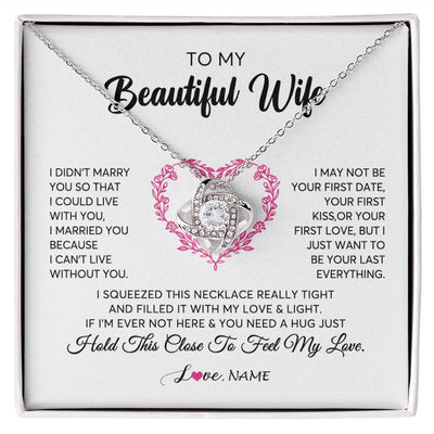 Love Knot Necklace | Personalized To My Wife Necklace From Husband Love Heart Soulmate Wife Birthday Anniversary Wedding Valentines Day For Her Customized Gift Box Message Card | siriusteestore