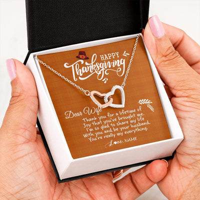 Interlocking Hearts Necklace | Personalized To My Wife Necklace From Husband Thank You Fo A Lifetime Thanksgiving Day For Herr Pendant Jewelry Customized Gift Box Message Card | siriusteestore