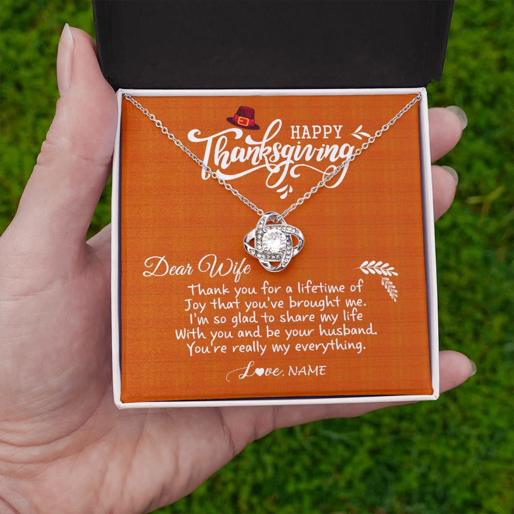 Love Knot Necklace | Personalized To My Wife Necklace From Husband Thank You Fo A Lifetime Thanksgiving Day For Herr Pendant Jewelry Customized Gift Box Message Card | siriusteestore