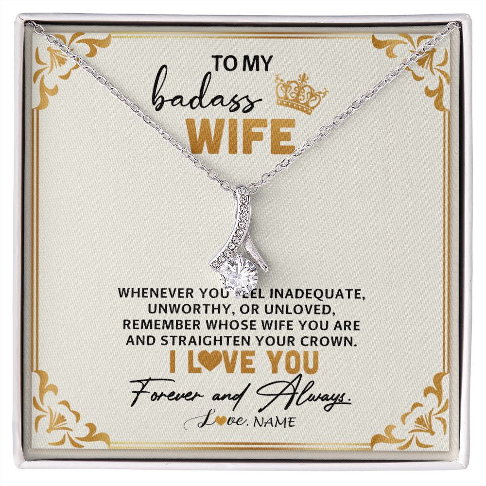 Alluring Beauty Necklace | Personalized To My Wife Necklace From Husband Whenever You Feel for Her Birthday Anniversary Valentines Day Christmas Pendant Customized Gift Box Message Card | siriusteestore