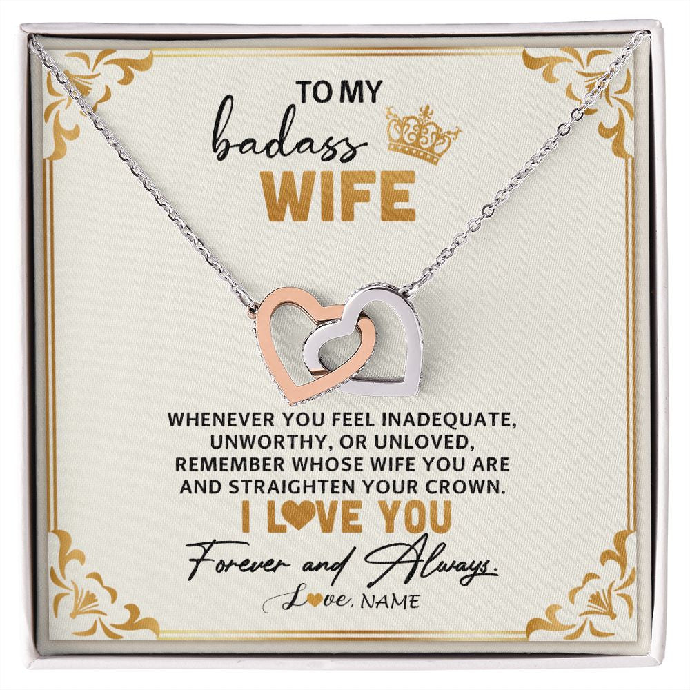 Interlocking Hearts Necklace | Personalized To My Wife Necklace From Husband Whenever You Feel for Her Birthday Anniversary Valentines Day Christmas Pendant Customized Gift Box Message Card | siriusteestore