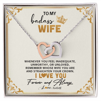 Interlocking Hearts Necklace | Personalized To My Wife Necklace From Husband Whenever You Feel for Her Birthday Anniversary Valentines Day Christmas Pendant Customized Gift Box Message Card | siriusteestore