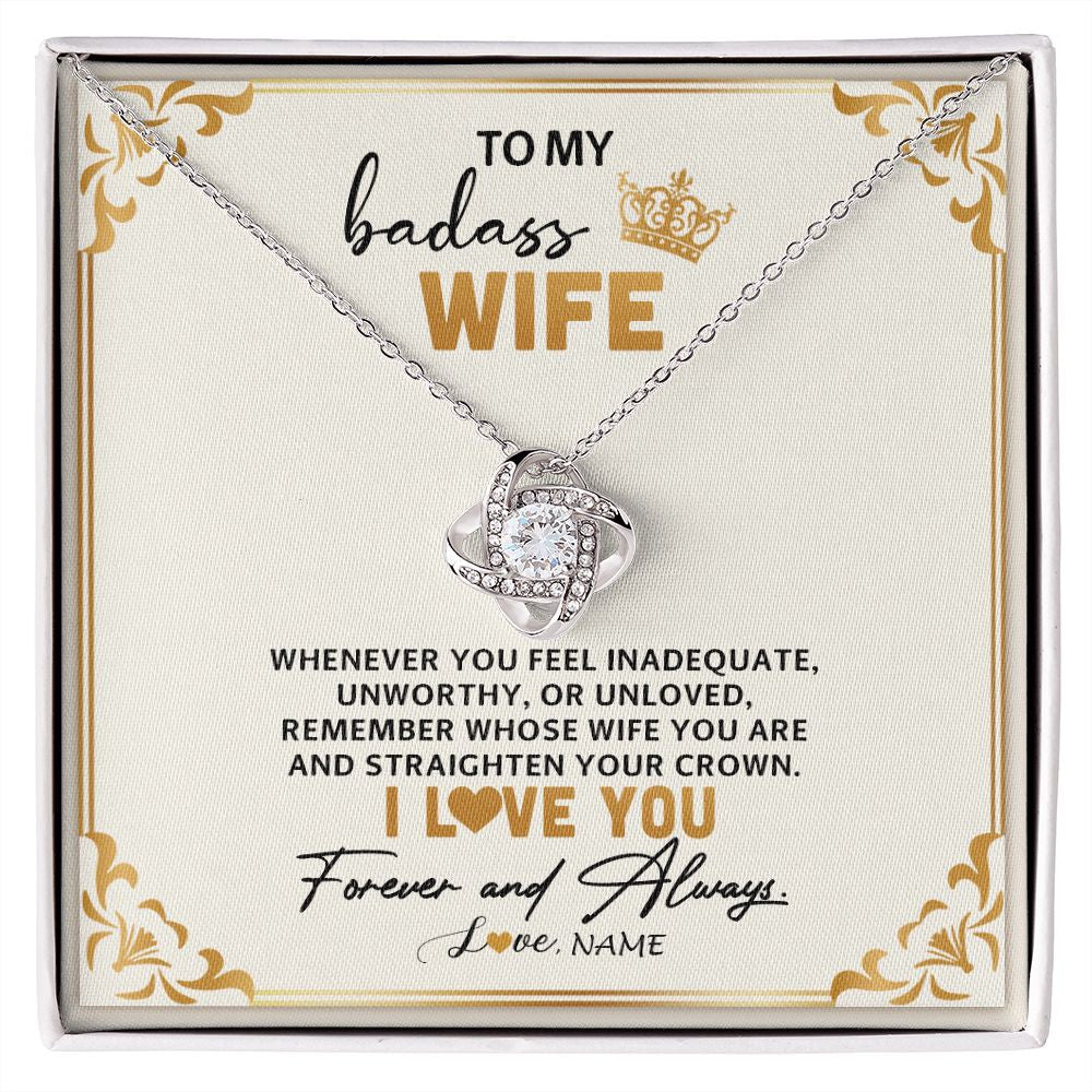 Love Knot Necklace | Personalized To My Wife Necklace From Husband Whenever You Feel for Her Birthday Anniversary Valentines Day Christmas Pendant Customized Gift Box Message Card | siriusteestore