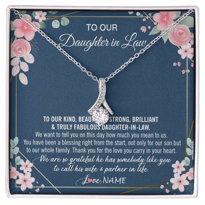 Alluring Beauty Necklace | Personalized To Our Daughter In Law Necklace On Wedding Day For Bride From Mother In Law Daughter In Law Jewelry Wedding Day Customized Gift Box Message Card | siriusteestore