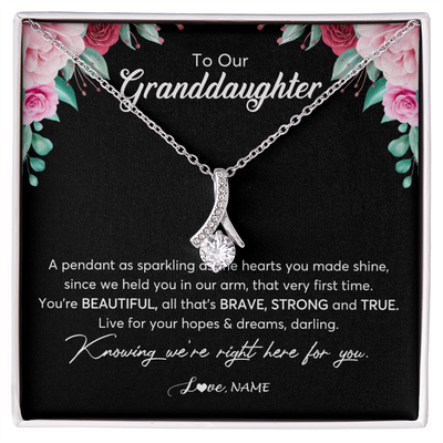 Alluring Beauty Necklace | Personalized To Our Granddaughter Necklace From Aunt Uncle You're Beautiful Granddaughter Jewelry Pendant Birthday Christmas Customized Gift Box Message Card | siriusteestore