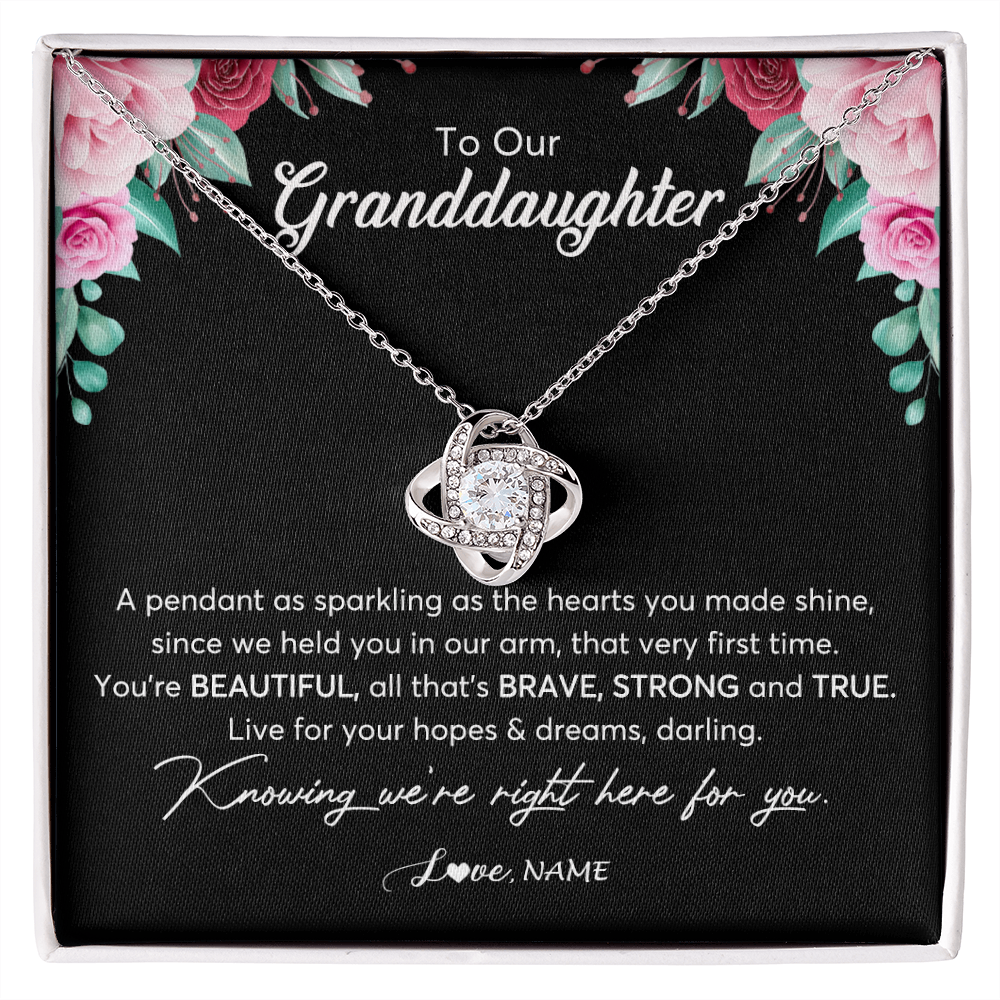 Love Knot Necklace | Personalized To Our Granddaughter Necklace From Aunt Uncle You're Beautiful Granddaughter Jewelry Pendant Birthday Christmas Customized Gift Box Message Card | siriusteestore