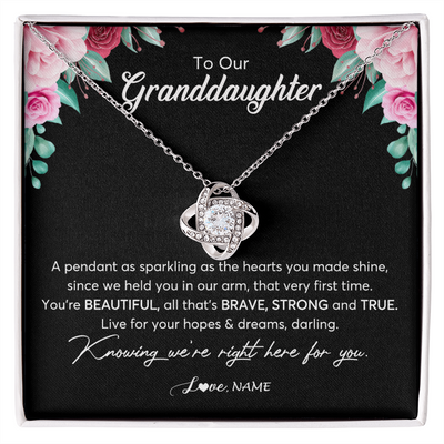 Love Knot Necklace | Personalized To Our Granddaughter Necklace From Aunt Uncle You're Beautiful Granddaughter Jewelry Pendant Birthday Christmas Customized Gift Box Message Card | siriusteestore