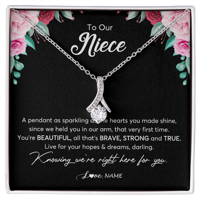 Alluring Beauty Necklace | Personalized To Our Niece Necklace From Aunt Uncle You're Beautiful Niece Jewelry Pendant Birthday Graduation Christmas Customized Gift Box Message Card | siriusteestore