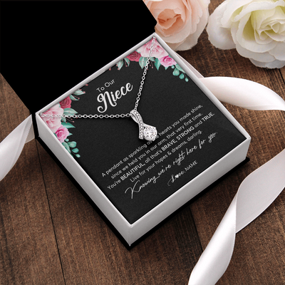 Alluring Beauty Necklace | Personalized To Our Niece Necklace From Aunt Uncle You're Beautiful Niece Jewelry Pendant Birthday Graduation Christmas Customized Gift Box Message Card | siriusteestore