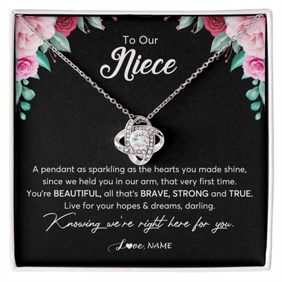 Love Knot Necklace | Personalized To Our Niece Necklace From Aunt Uncle You're Beautiful Niece Jewelry Pendant Birthday Graduation Christmas Customized Gift Box Message Card | siriusteestore