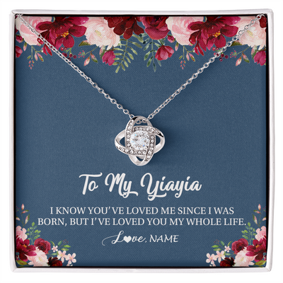 Love Knot Necklace | Personalized Yiayia Necklace From Grandkids Granddaughter Grandson I've Loved You My Whole Life Floral Yiayia Birthday Mothers Day Christmas Customized Message Card | siriusteestore