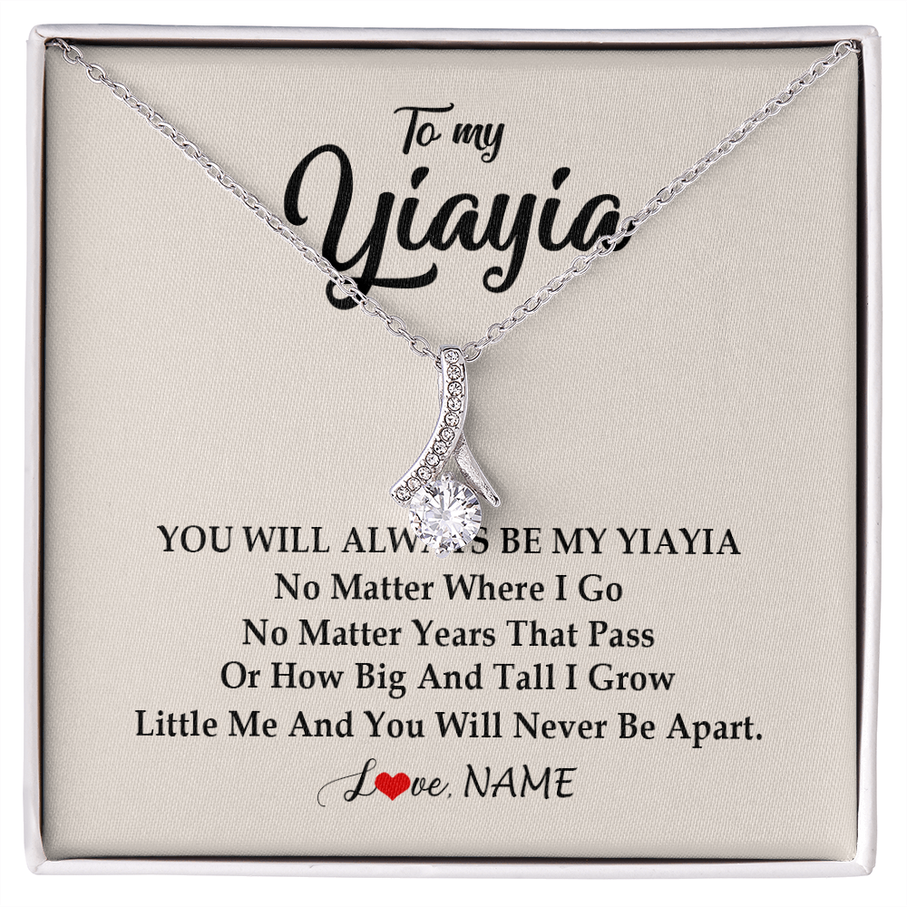 Alluring Beauty Necklace | Personalized Yiayia Necklace From Grandkids Granddaughter Grandson You Will Always Be My Yiayia Birthday Mothers Day Christmas Customized Gift Box Message Card | siriusteestore