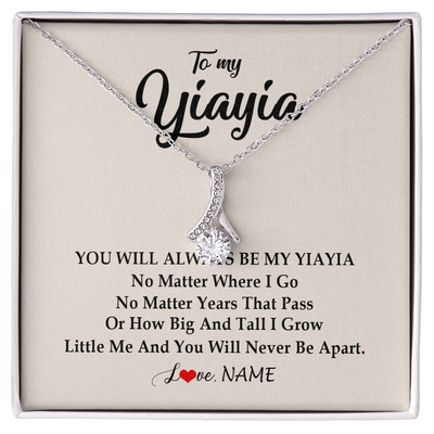 Alluring Beauty Necklace | Personalized Yiayia Necklace From Grandkids Granddaughter Grandson You Will Always Be My Yiayia Birthday Mothers Day Christmas Customized Gift Box Message Card | siriusteestore