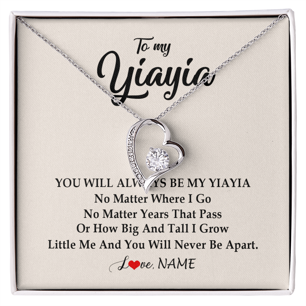 Forever Love Necklace | Personalized Yiayia Necklace From Grandkids Granddaughter Grandson You Will Always Be My Yiayia Birthday Mothers Day Christmas Customized Gift Box Message Card | siriusteestore